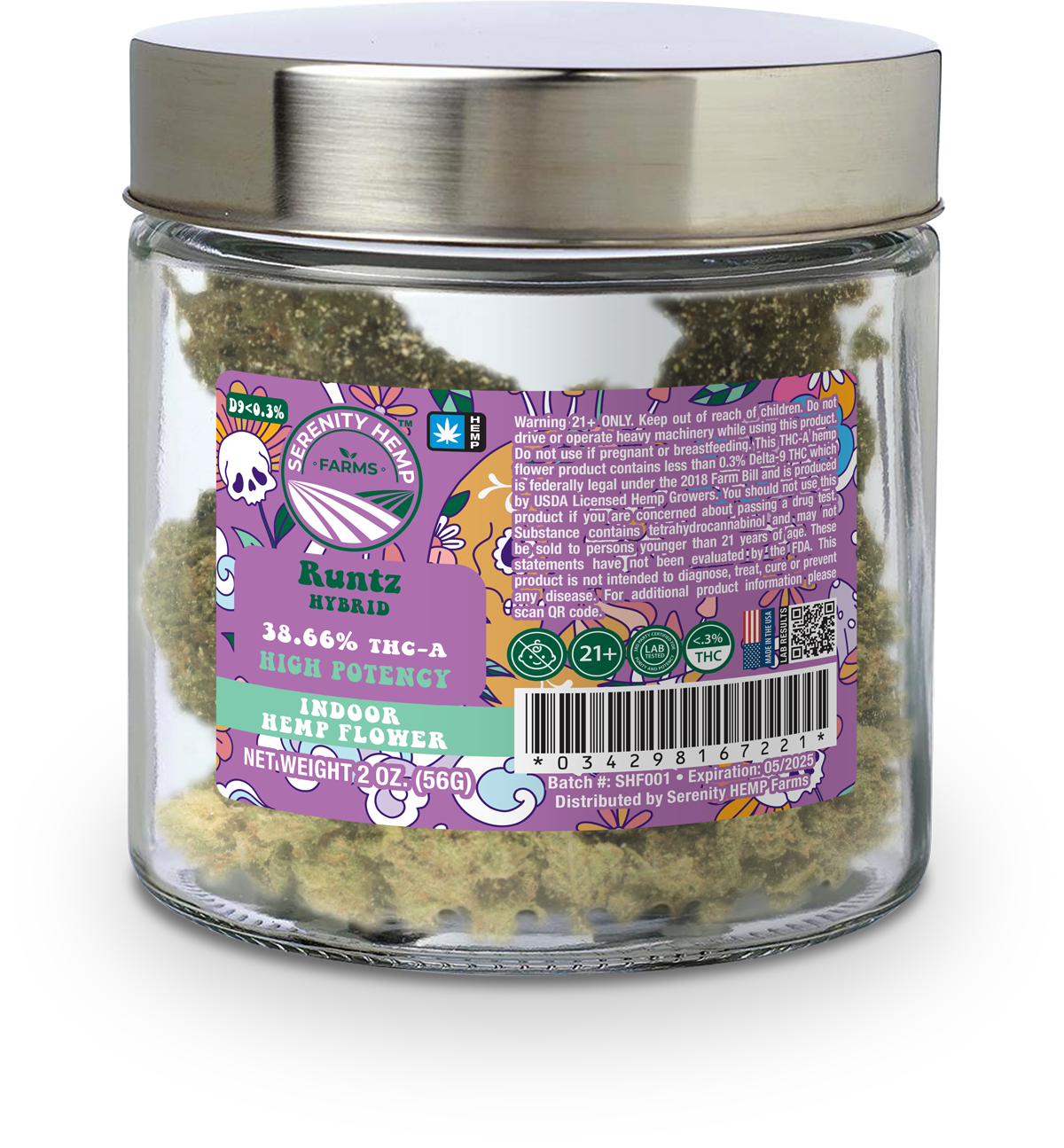 SERENITY HEMP THCA 20Z FLOWER - RUNTZ