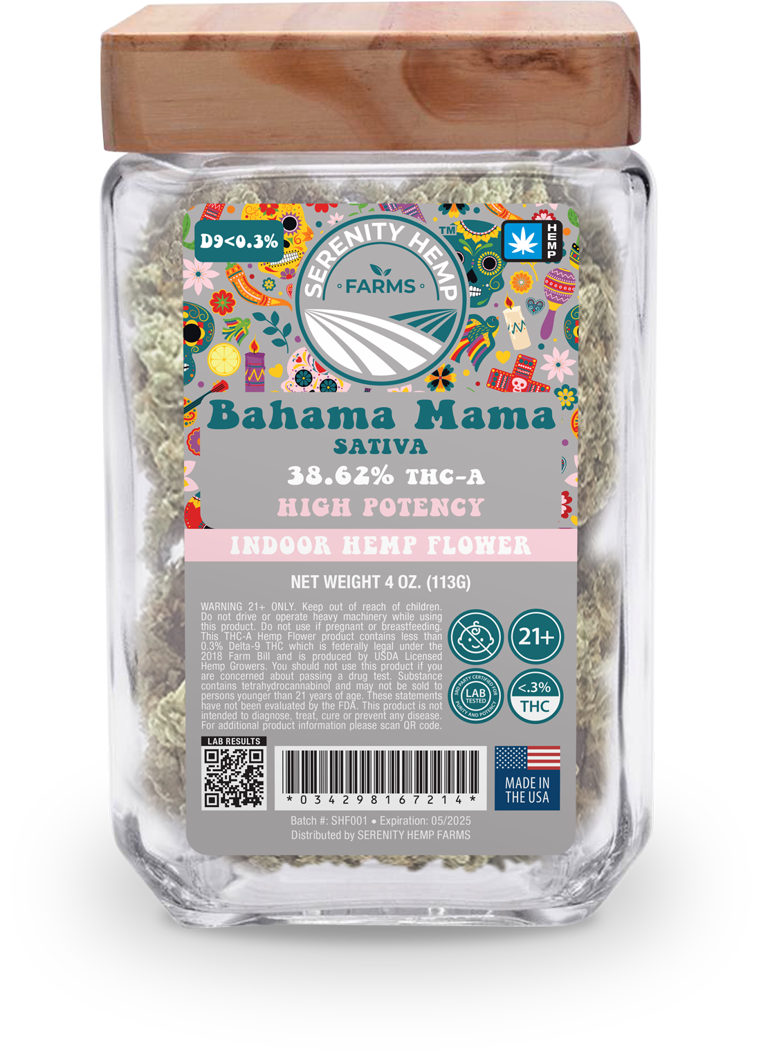 SERENITY HEMP THCA 40Z FLOWER - BAHAMA MAMA