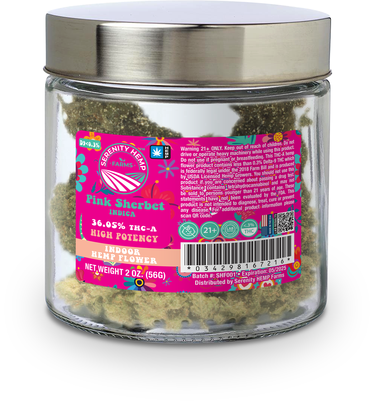 SERENITY HEMP THCA 20Z FLOWER - PINK SHERBET