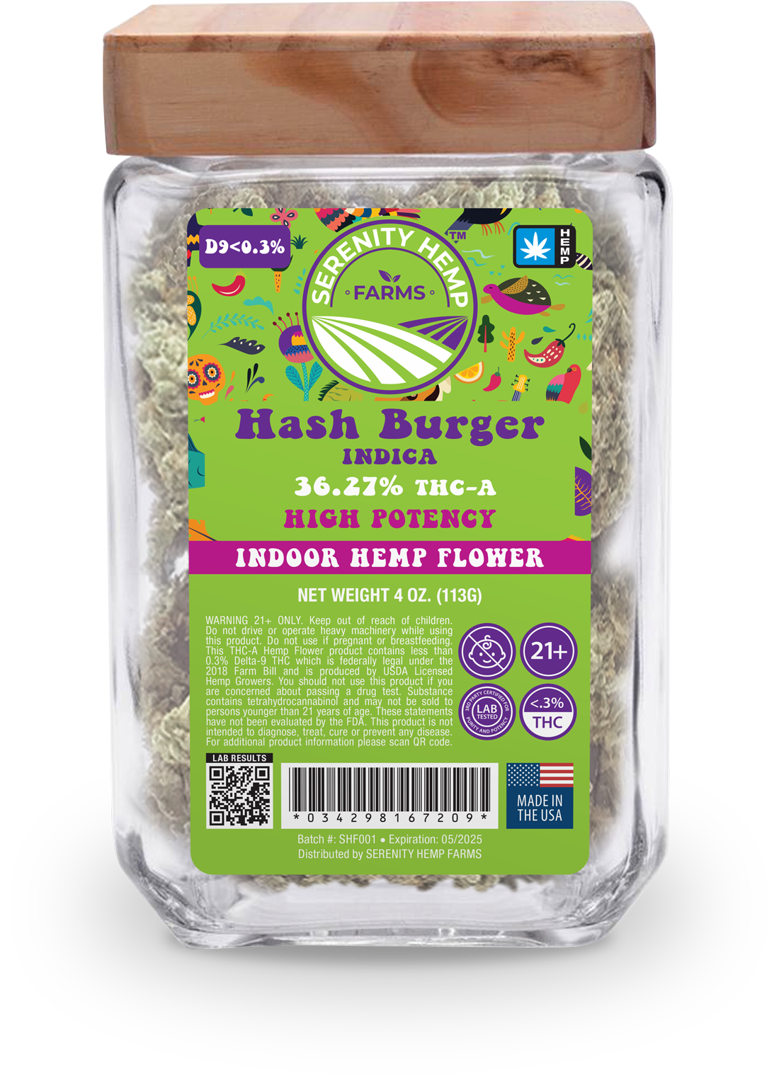 SERENITY HEMP THCA 40Z FLOWER - HASH BURGER