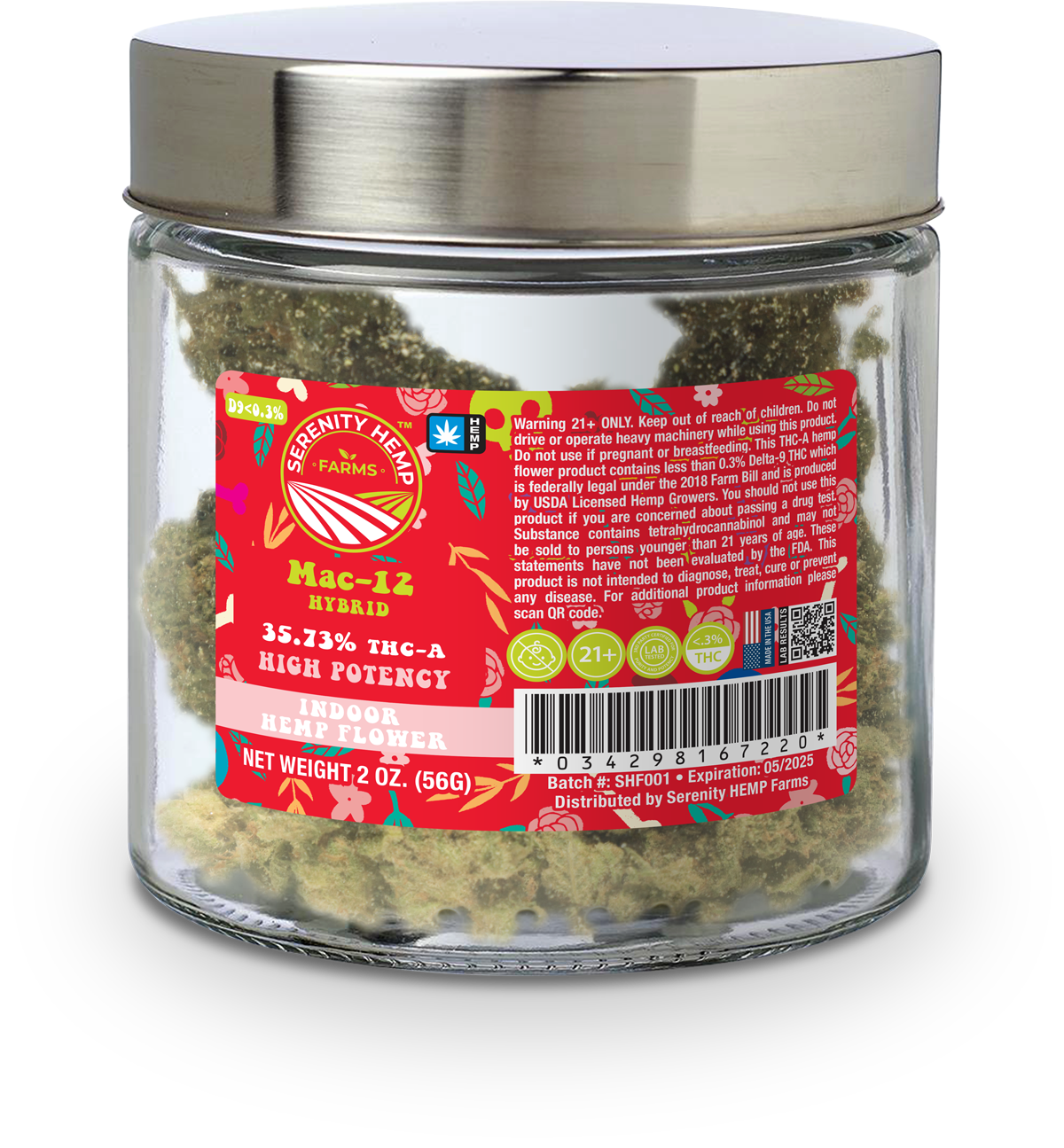 SERENITY HEMP THCA 20Z FLOWER - MAC-12