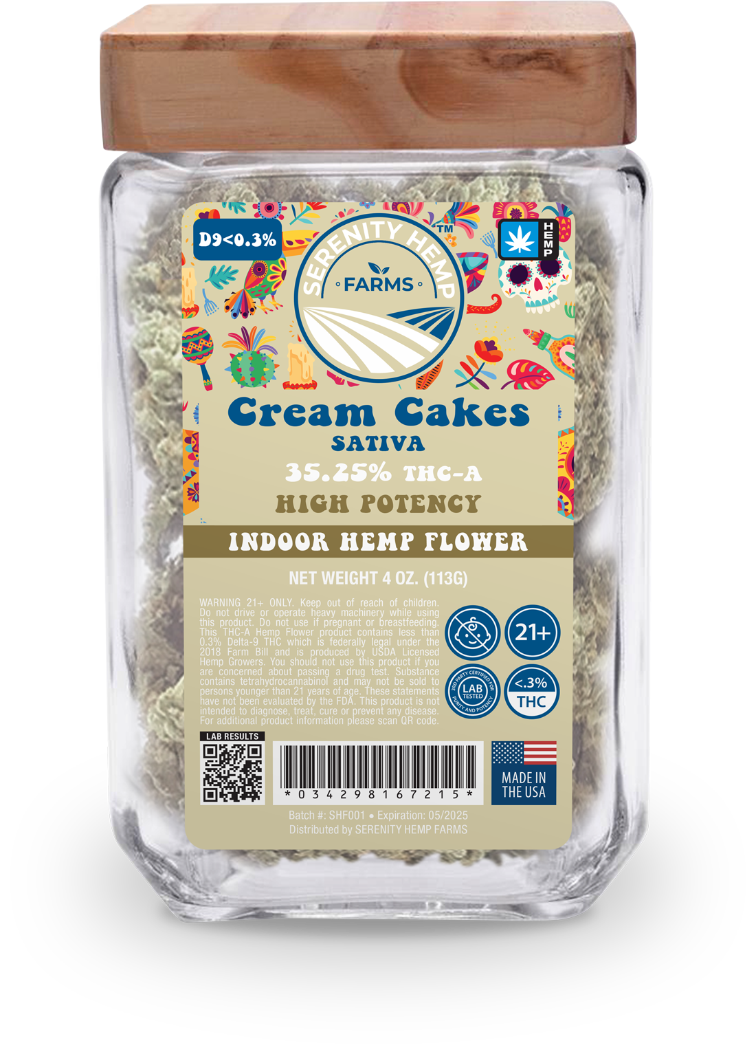 SERENITY HEMP THCA 40Z FLOWER - CREAM CAKES