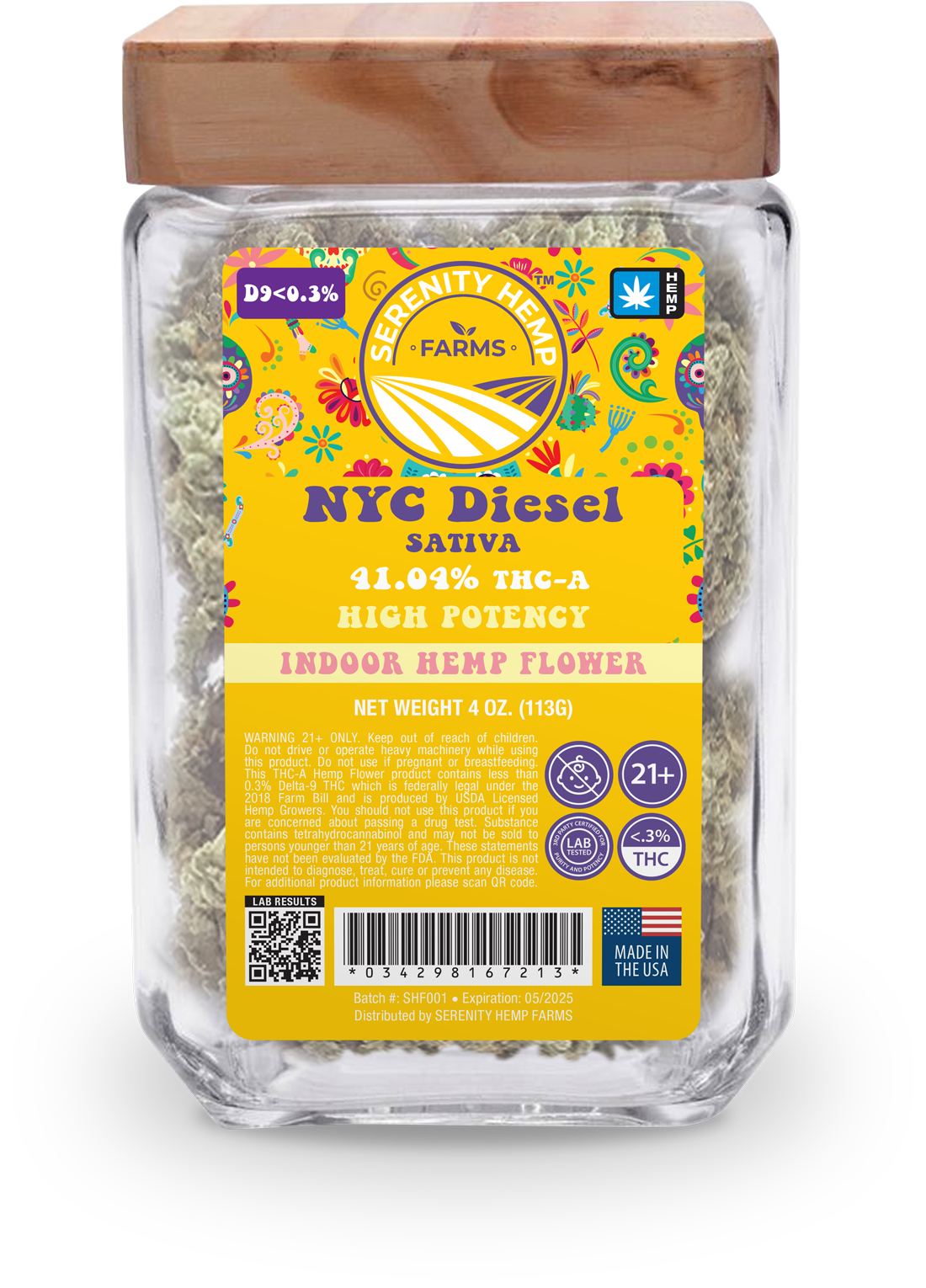 SERENITY HEMP THCA 40Z FLOWER - NYC DIESEL
