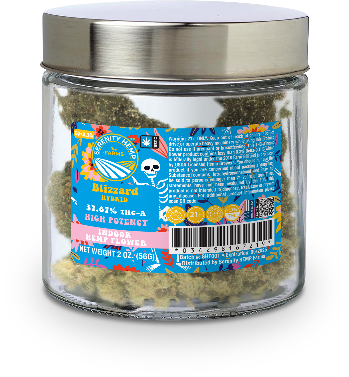 SERENITY HEMP THCA 20Z FLOWER - BLIZZARD